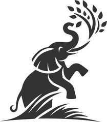 A large animal elephant vector drawing silhouette
