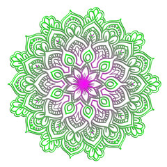 Ornamental Floral Lace Pattern with Round Mandala Design Vector illustrations