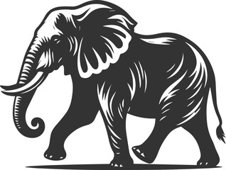 Fototapeta premium A large animal elephant vector drawing silhouette