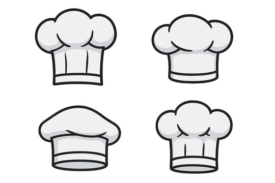 Various illustrations of chef hats showcasing different styles and designs suitable for culinary themes