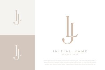 LJ JL initial letter handwriting and luxury logo