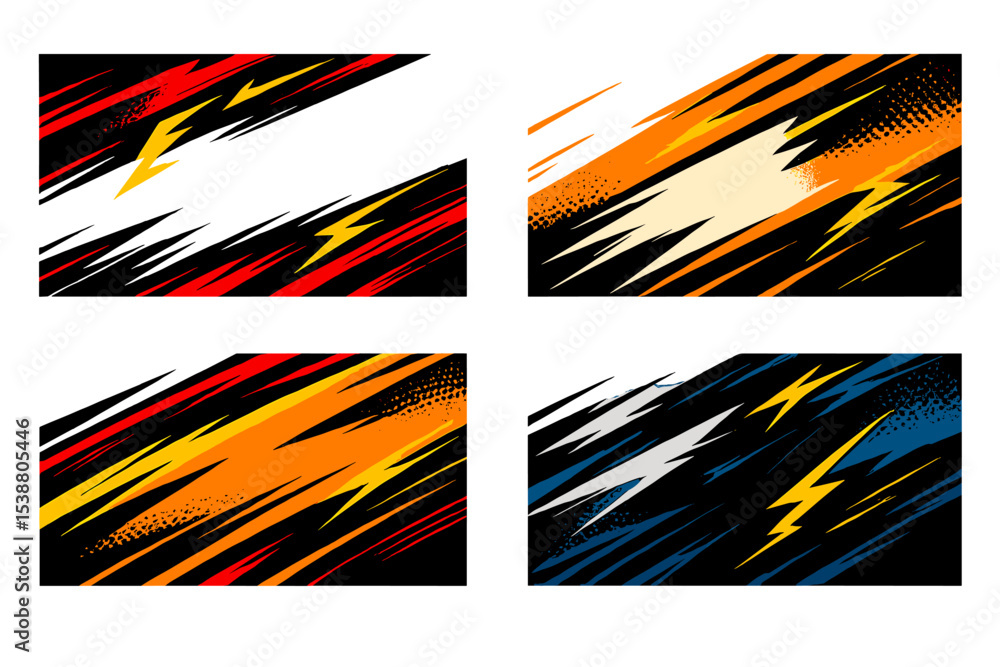 Poster vibrant lightning design patterns showcasing bold colors and dynamic energy in abstract art format