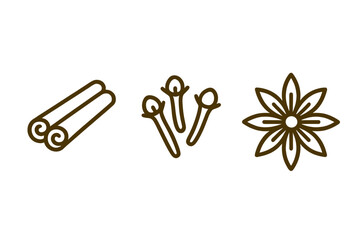 Cinnamon sticks, cloves, and star anise displayed together on a minimalist background