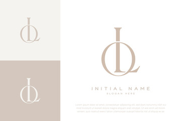 LO OL initial letter handwriting and luxury logo