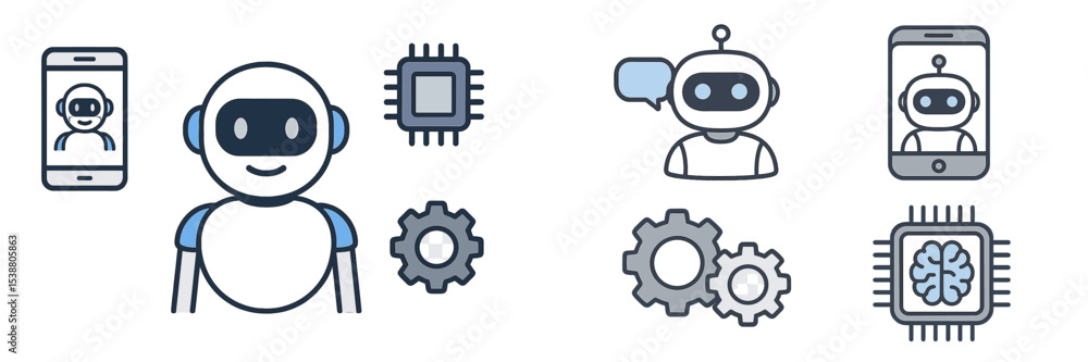 Poster robot character design showcasing ai concepts in technology and communication