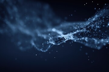 Digital waves and particles forming AI neural patterns in motion
