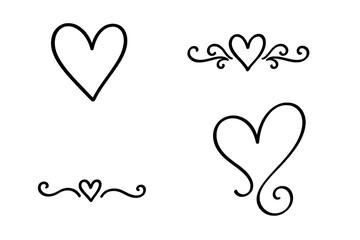 Decorative heart designs featuring lines and curves for crafts or digital art projects