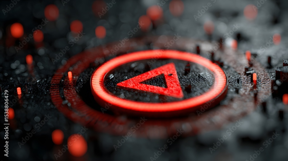 Poster digital transformation: play button with glowing red light