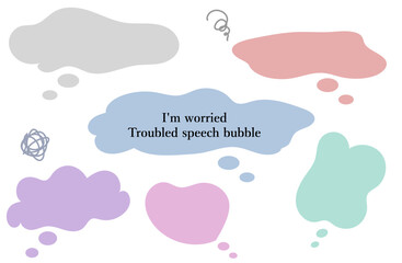 Handwritten　Troubled speech bubble colorful