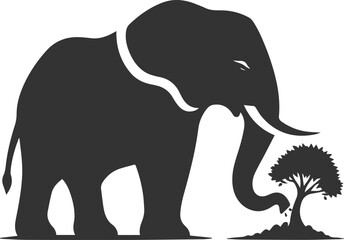 A large animal elephant vector drawing silhouette