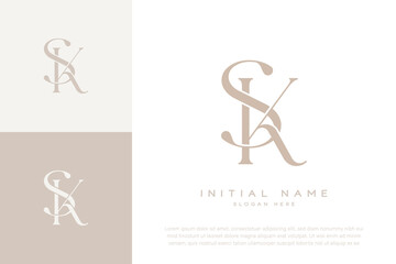 SK KS initial letter handwriting and luxury logo