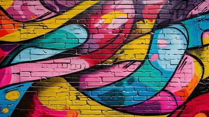 Fototapeta premium Painted wall with urban graffiti pattern in bold colors, artistic background,