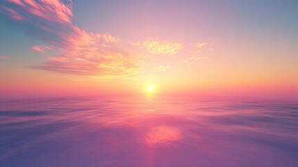 Serene Horizon at Sunset with Dreamy Pastel Sky and Tranquil Ocean Reflections for Peaceful Ambiance