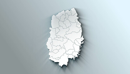 Modern Map of Iwate Japan Prefecture with Borders