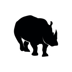 black silhouette of rhinoceros animal. animal symbol