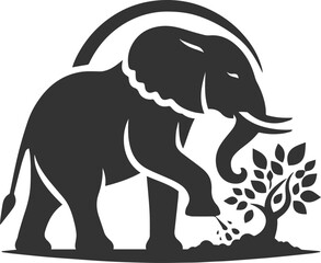 Fototapeta premium A large animal elephant vector drawing silhouette