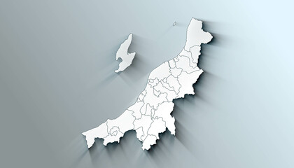 Modern Map of Niigata Japan Prefecture with Borders