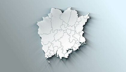 Modern Map of Okayama Japan Prefecture with Borders