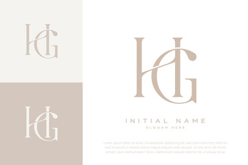 HG GH initial letter handwriting and luxury logo