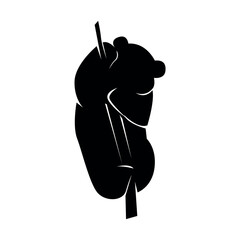 black silhouette of panda animal. animal symbol