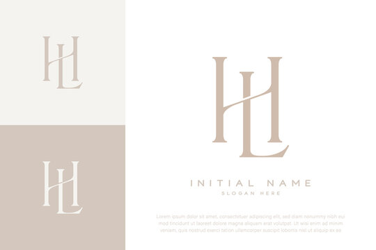 HL LH initial letter handwriting and luxury logo