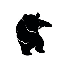 black silhouette of panda animal. animal symbol