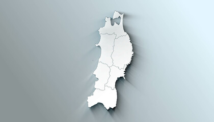 Modern Map of Tohoku Japan Prefecture with Borders