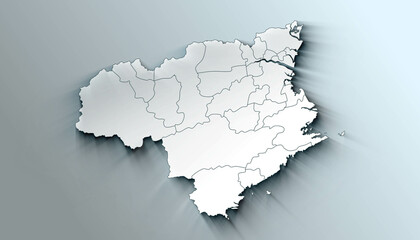 Modern Map of Tokushima Japan Prefecture with Borders