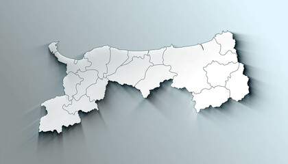 Modern Map of Tottori Japan Prefecture with Borders