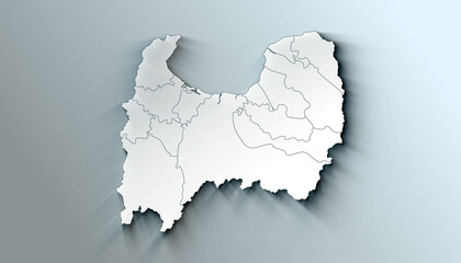 Modern Map of Toyama Japan Prefecture with Borders