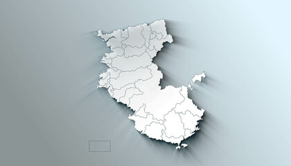 Modern Map of Wakayama Japan Prefecture with Borders