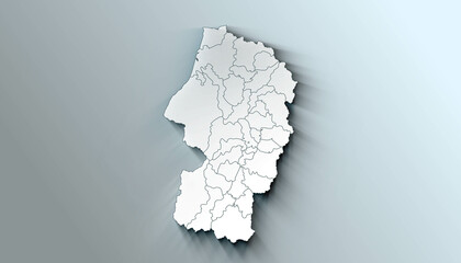 Modern Map of Yamagata Japan Prefecture with Borders