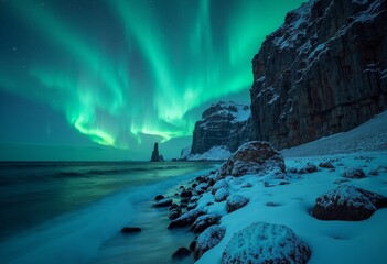 Ice and snow wonders under the aurora