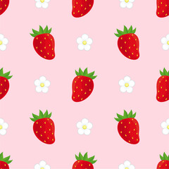 Seamless pattern with cute strawberry.