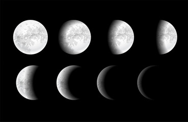 Realistic full moon eclipse phases background design