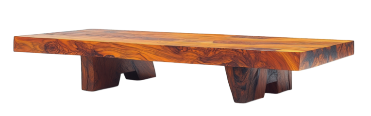 Wood block table with square legs