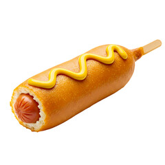 Corn Dog with Mustard isolated on transparent baackground