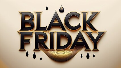 Stunning Black Friday Sale Promotional Banner with Elegant Black and Gold Text and Decorative Elements, Perfect for Advertising and Marketing Campaigns