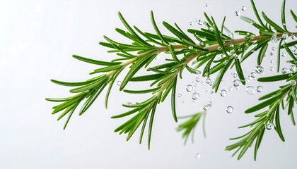 Obraz premium Product Studio Photo Fresh Rosemary Sprigs with Water Droplets