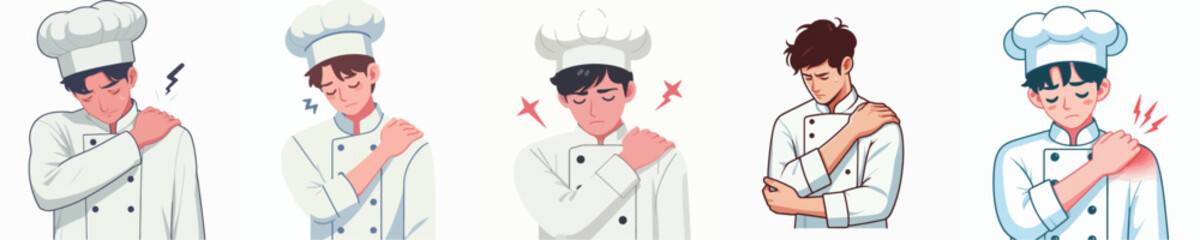 chef vector having shoulder pain