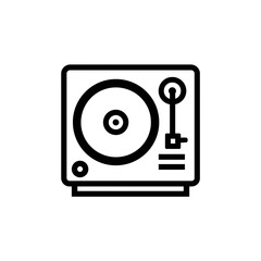 Vinyl player plays music indoors graphic simple style