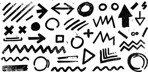 Hand-Drawn Abstract Brush Line & Geometric Scribble Texture Background

