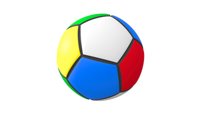 Unique multi-colored ball with distinct geometric panels, perfect for engaging play and visual...