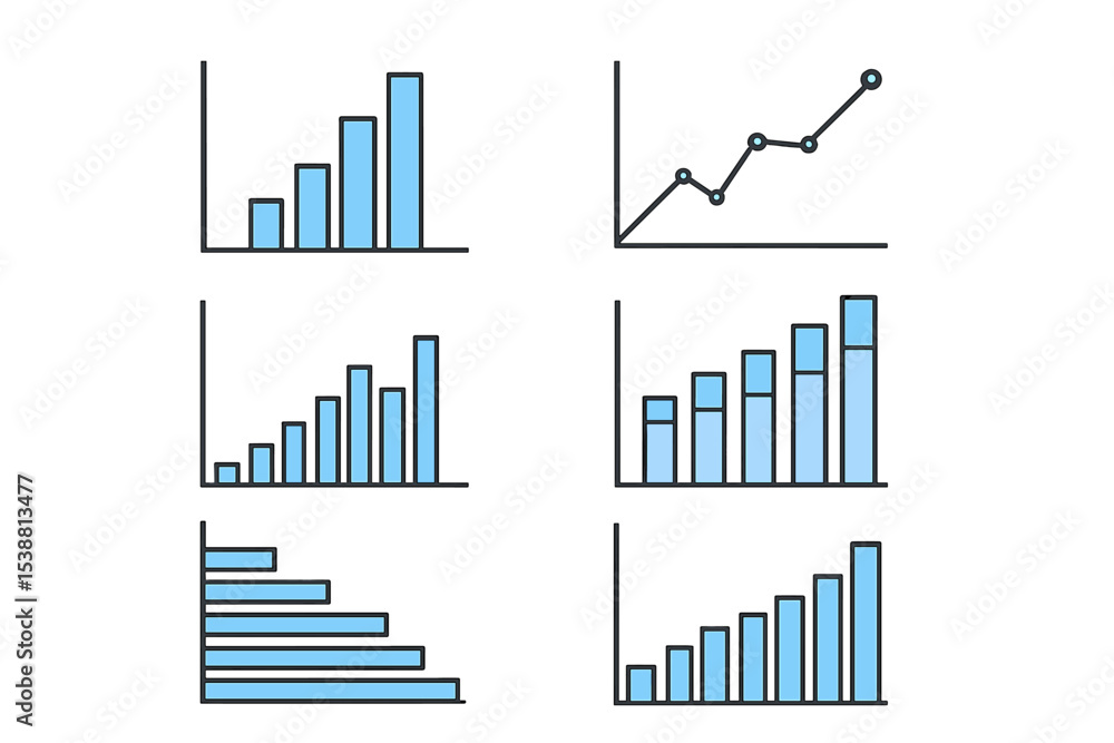 Poster visual representation of various graph types showcasing data trends and comparisons in a clear and o