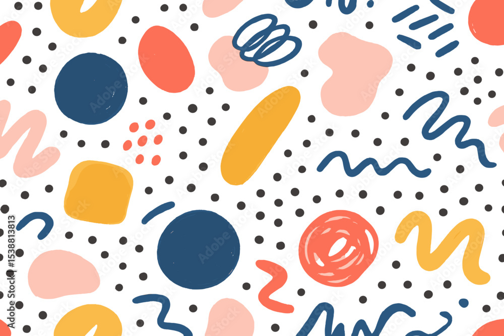 Poster colorful abstract patterns with geometric shapes on a white background