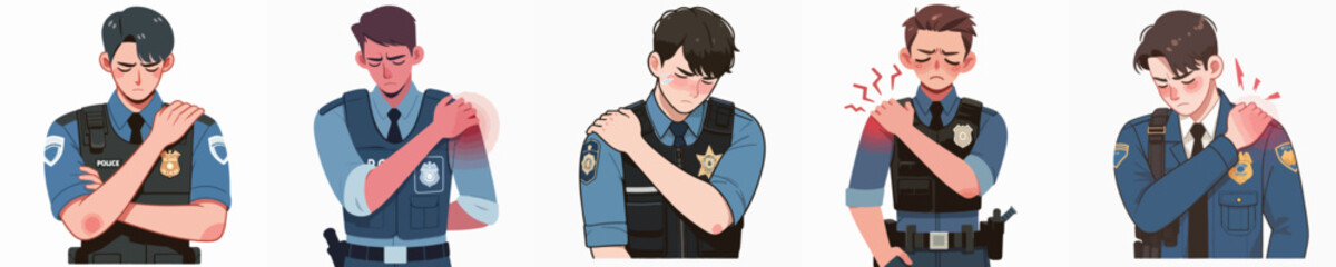 police vector is having shoulder pain