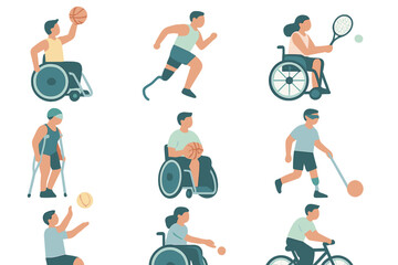 Various athletes engaging in adaptive sports showcasing inclusion and diversity in athletic activities
