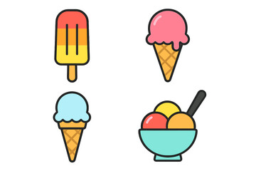 Colorful variety of ice cream treats displayed in a fun and playful style perfect for summer enjoyment