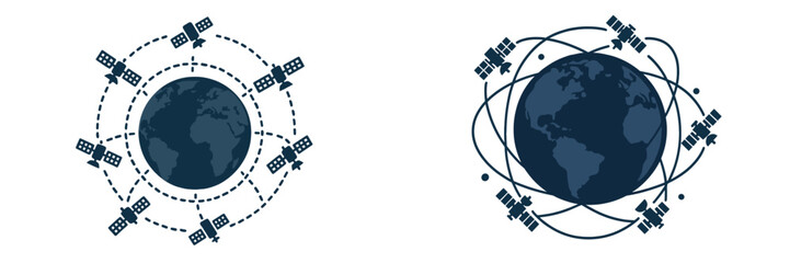 Connecting satellites surround the Earth, showcasing global communication and technology advancements in modern society © Alan