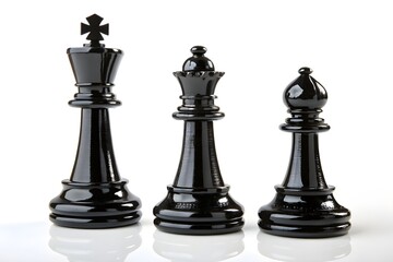 Black chess pieces on a white background, highlighting the king and pawn in a strategic game